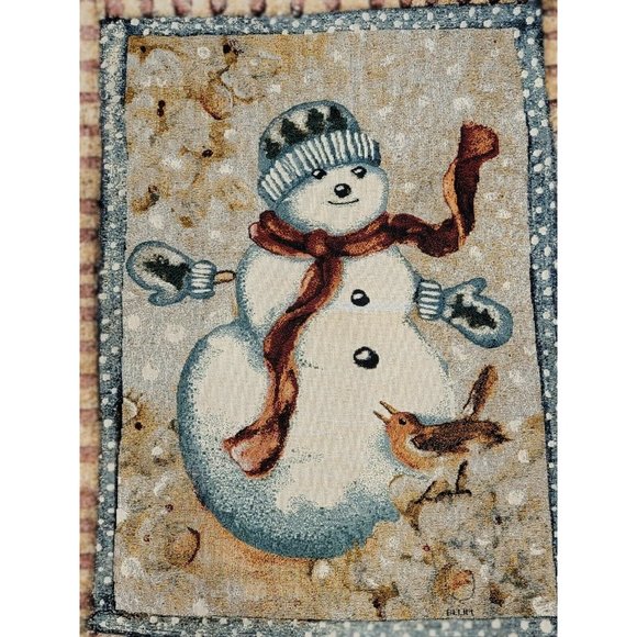Snowman USA Made Manual Woodworkers & Weavers Tapestry Christmas Blanket Throw - Picture 2 of 6